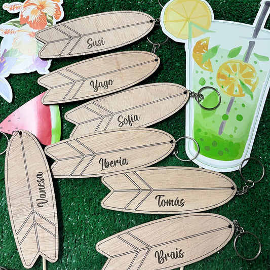 llavero de madera surf personalizado