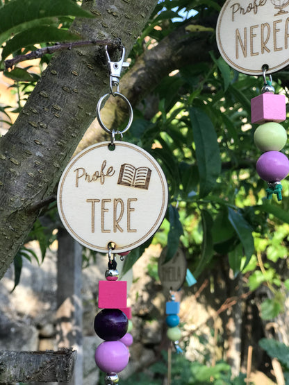 Llavero de madera personalizado para maestras hermosos