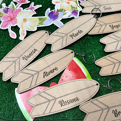 llavero tabla de surf personalizado con nombre