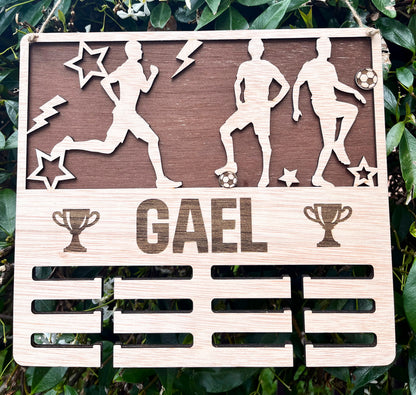 Medallero artesanal de madera para regalo deportivo