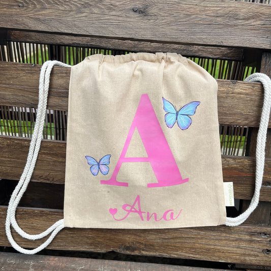mochila de cuerdas personalizada de algodón reciclado