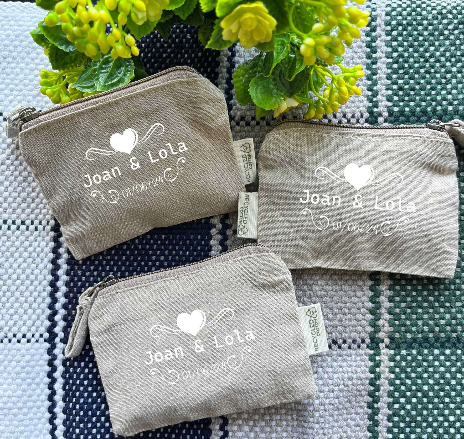 monedero algodón reciclado boda personalizado