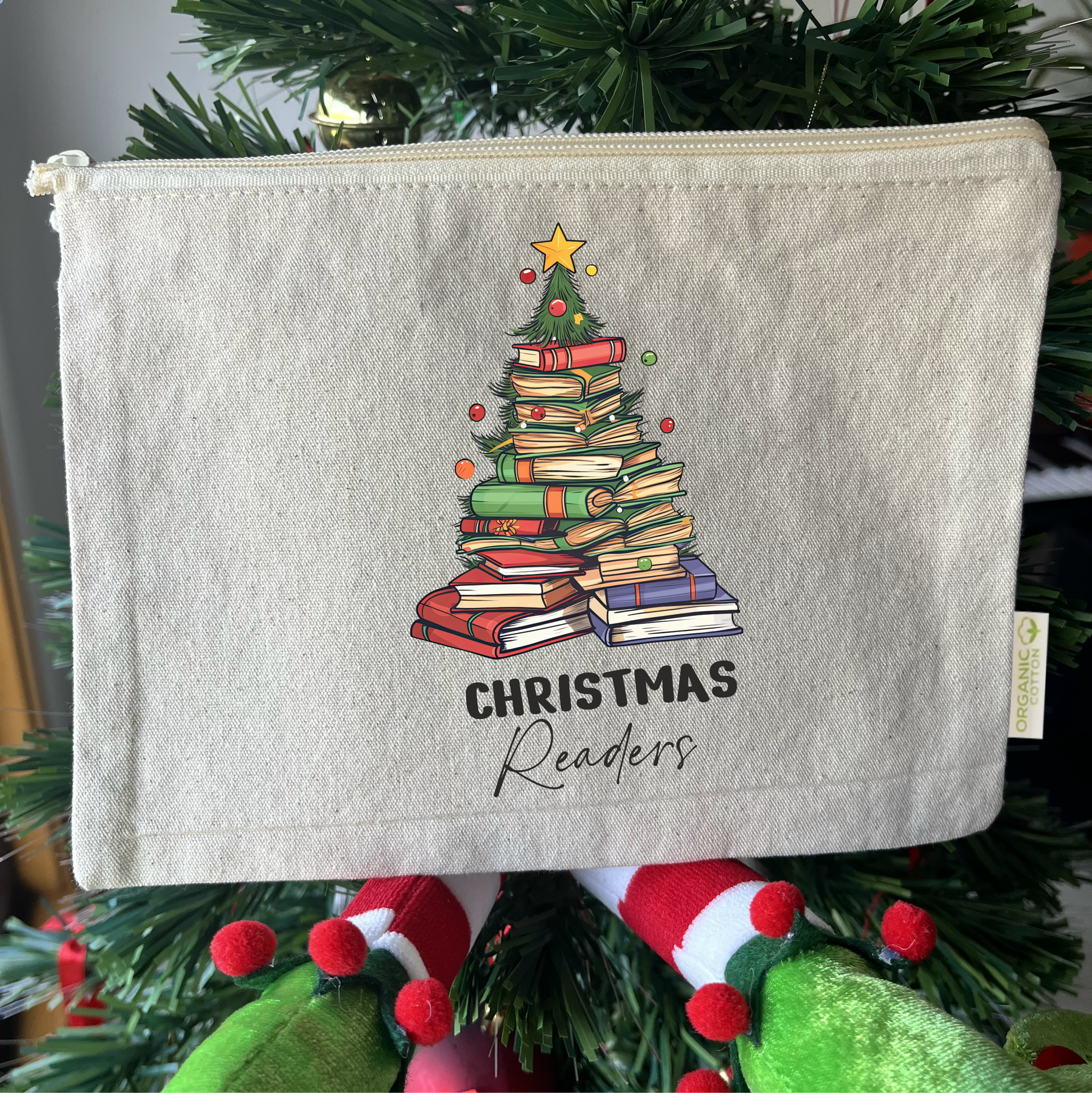 neceser de tela orgánica personalizado para navidad