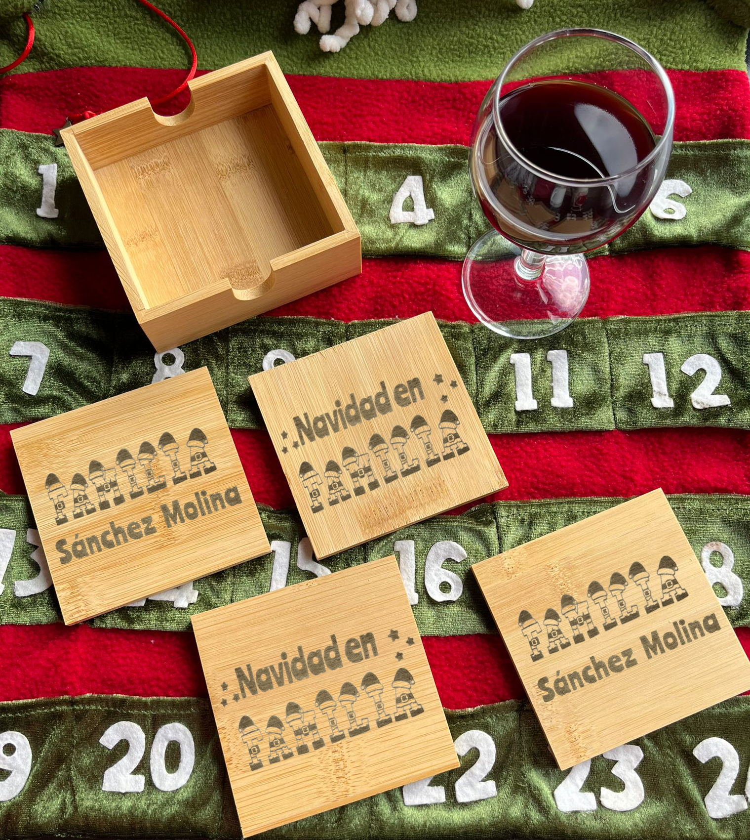 posavasos de bambú personalizados con caja