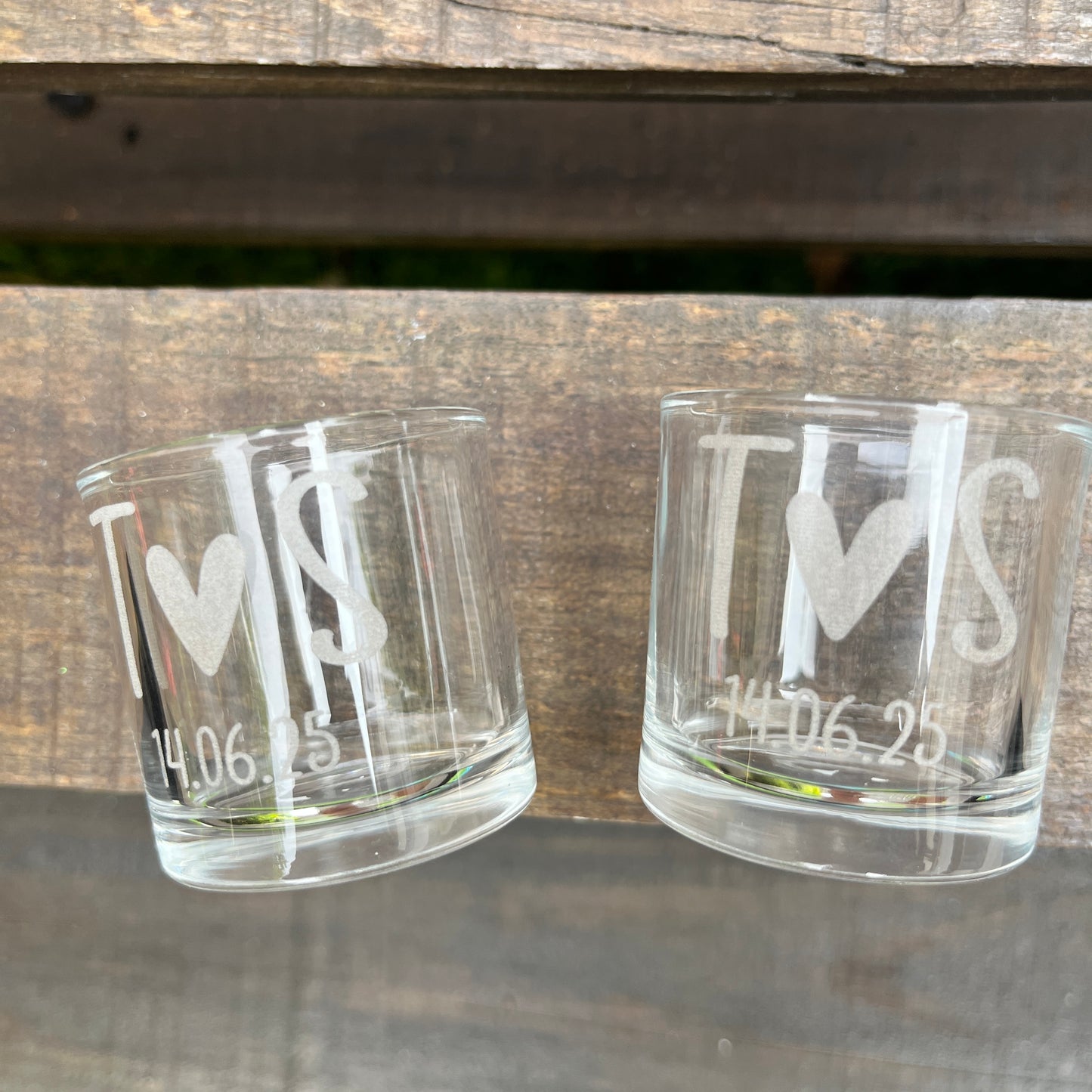 Vasos de chupitos personalizados con láser para parejas
