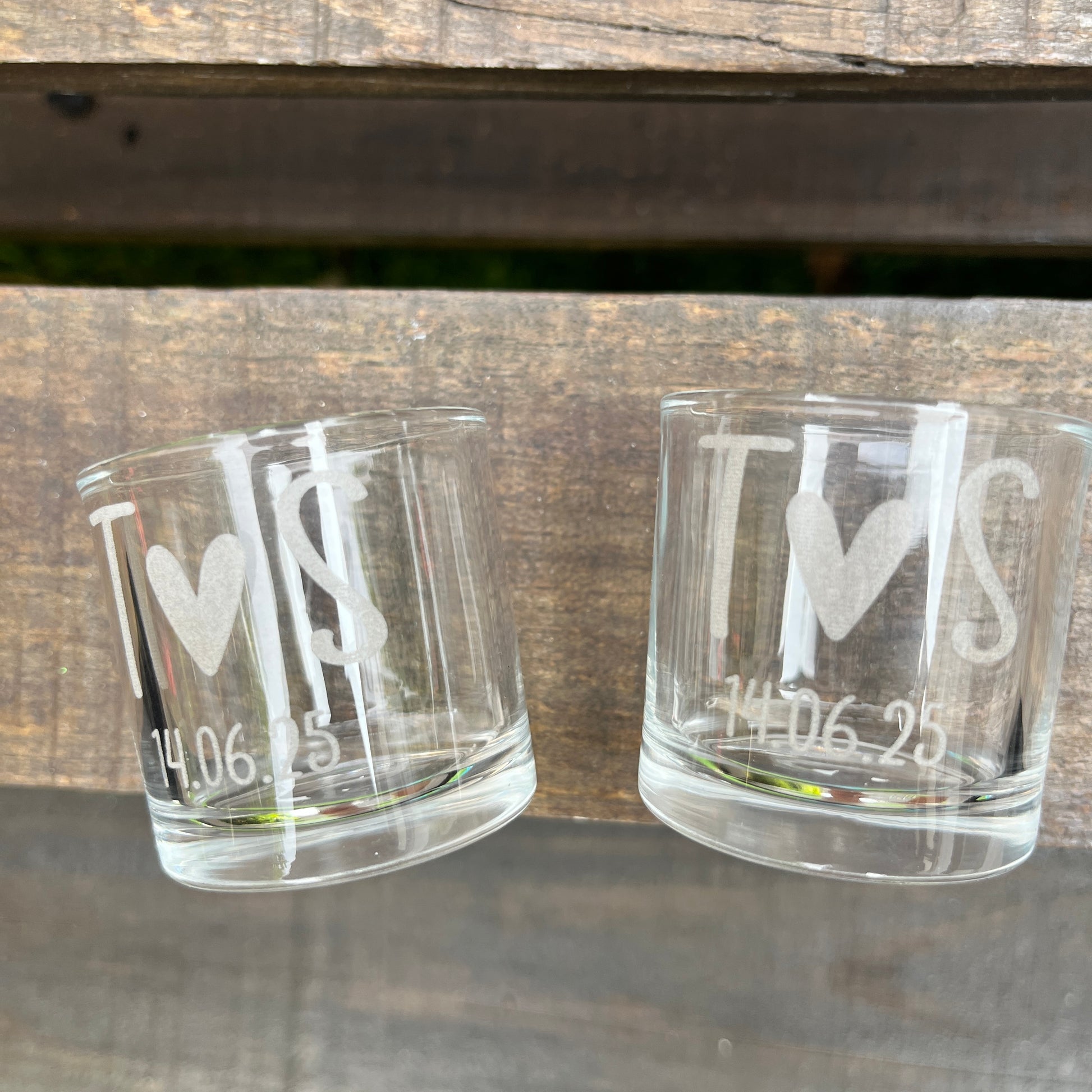Vasos de chupitos personalizados con láser para parejas