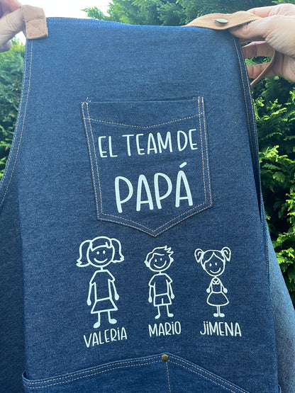 regalo original día del padre delantal tejido vaquero personalizado