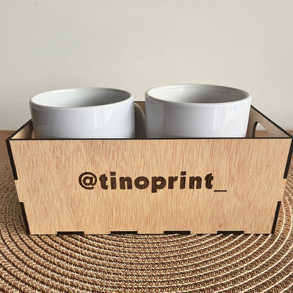 tazas vintage personalizadas para pareja en caja de madera