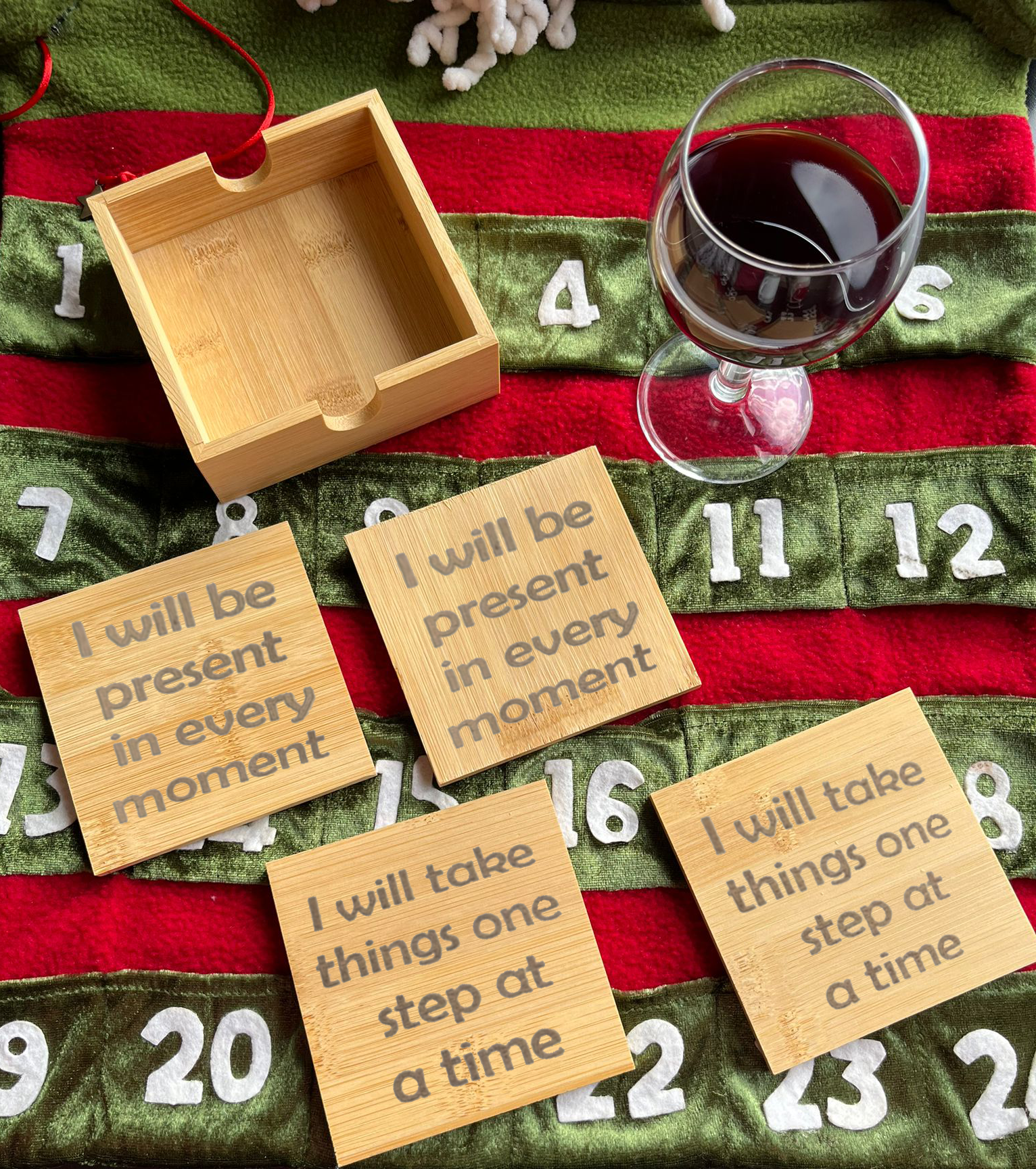 set de posavasos de madera personalizados