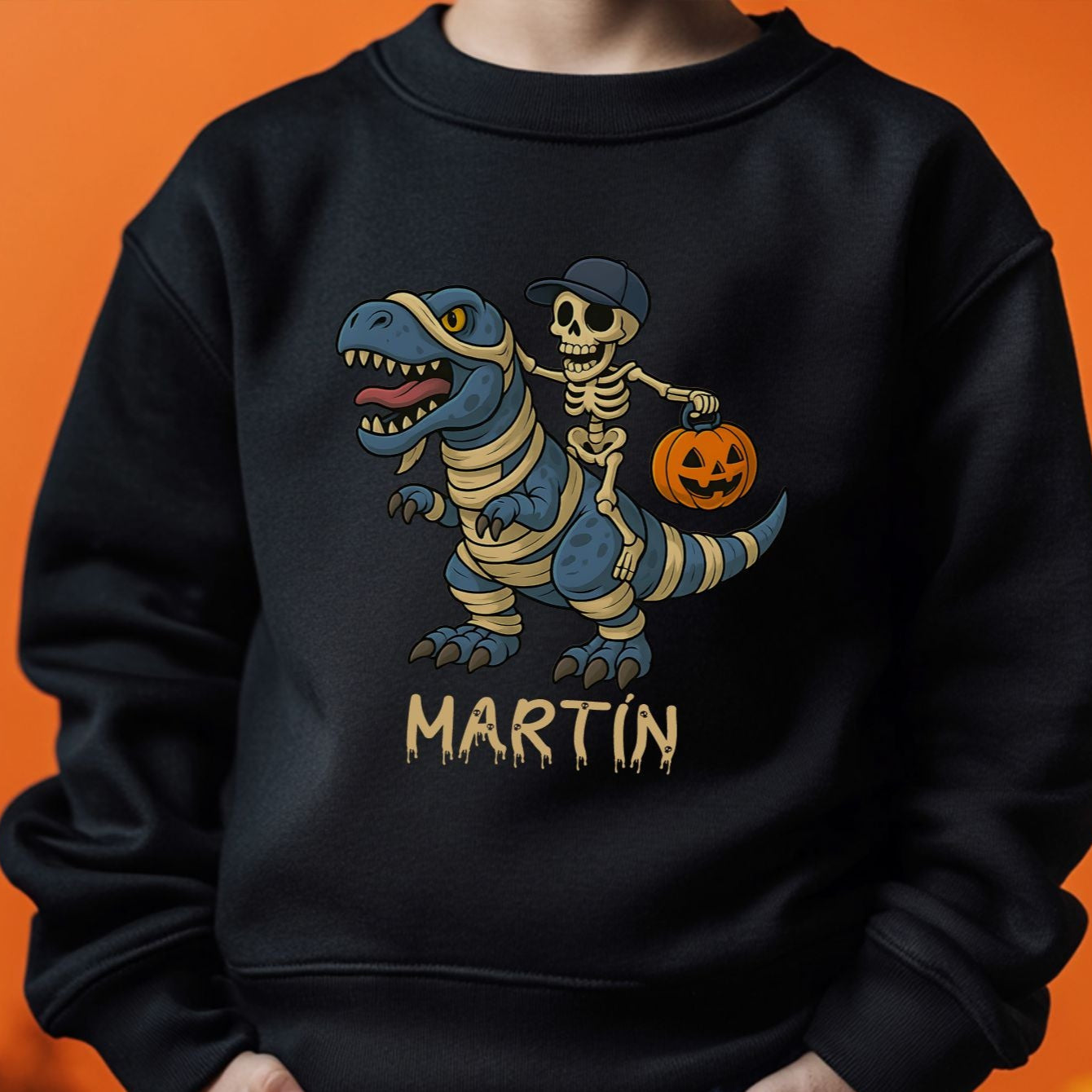 Sudadera negra para niños con diseño de halloween