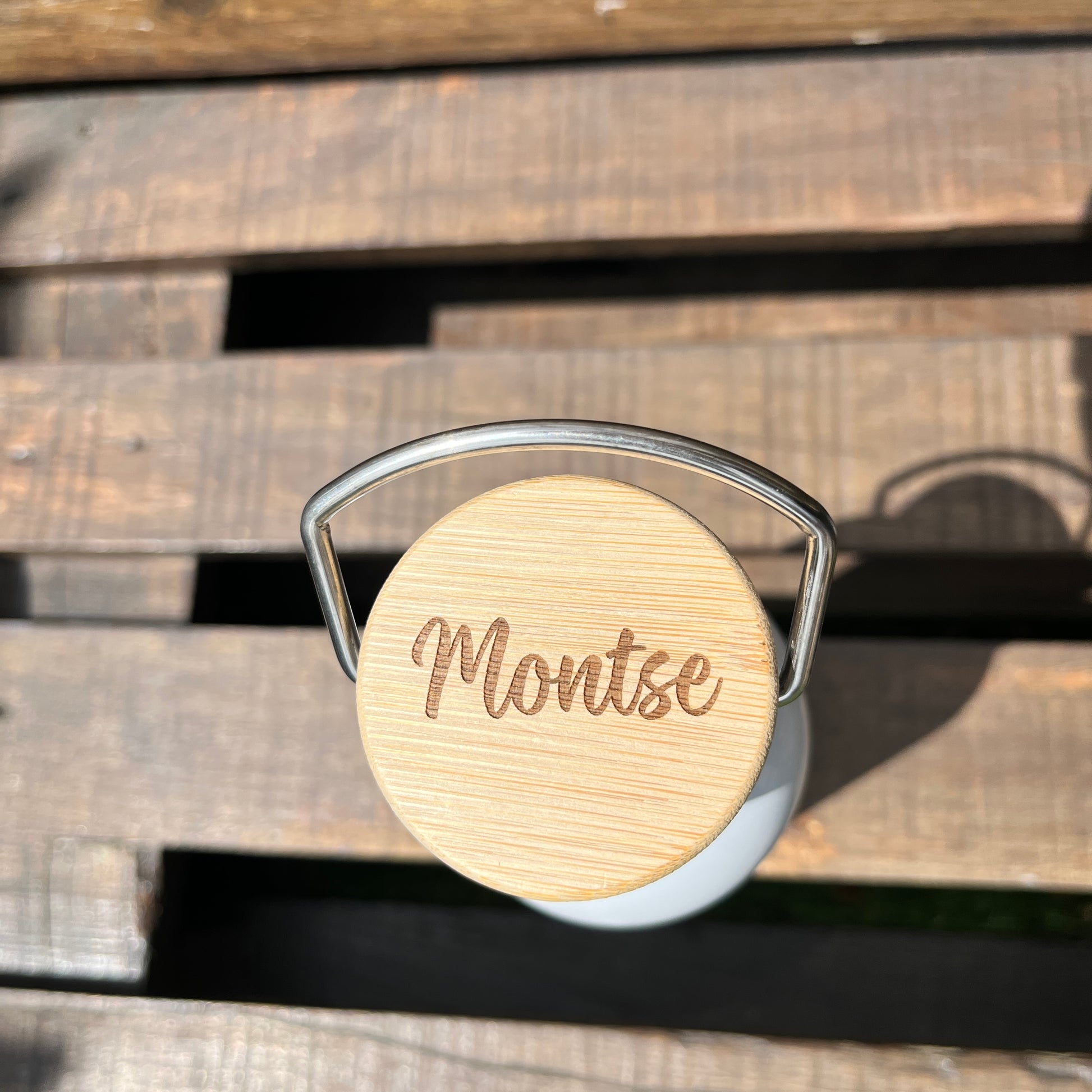 Tapa de bambú personalizada con laser