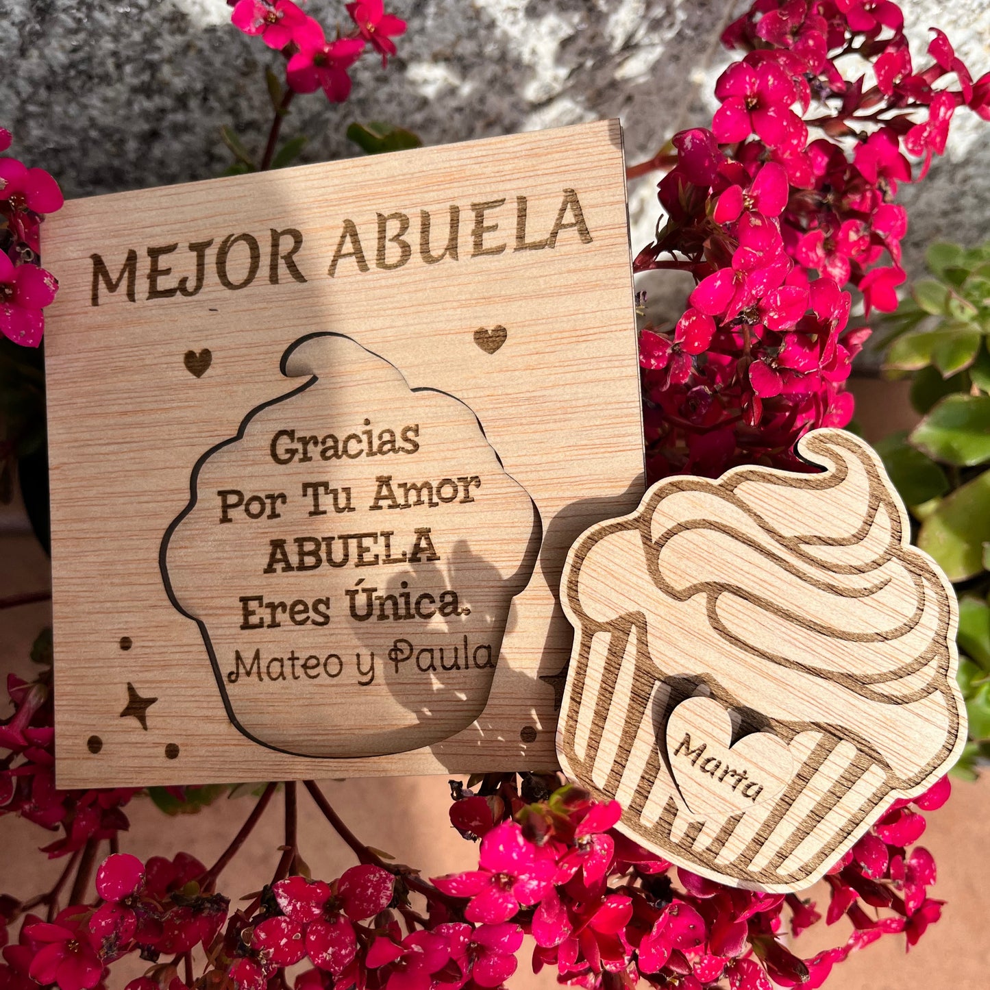 regalo tarjeta de madera personalizada para la abuela