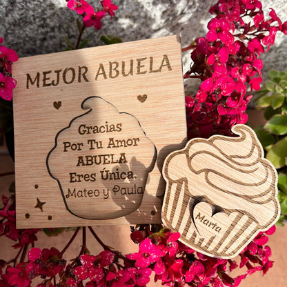 regalo tarjeta de madera personalizada para la abuela