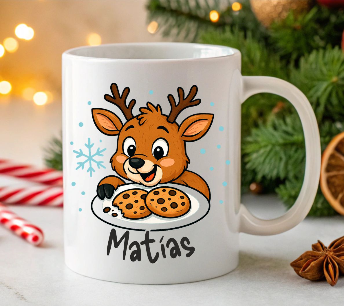 Taza de cerámica para navidad personalizada galletas con nombre