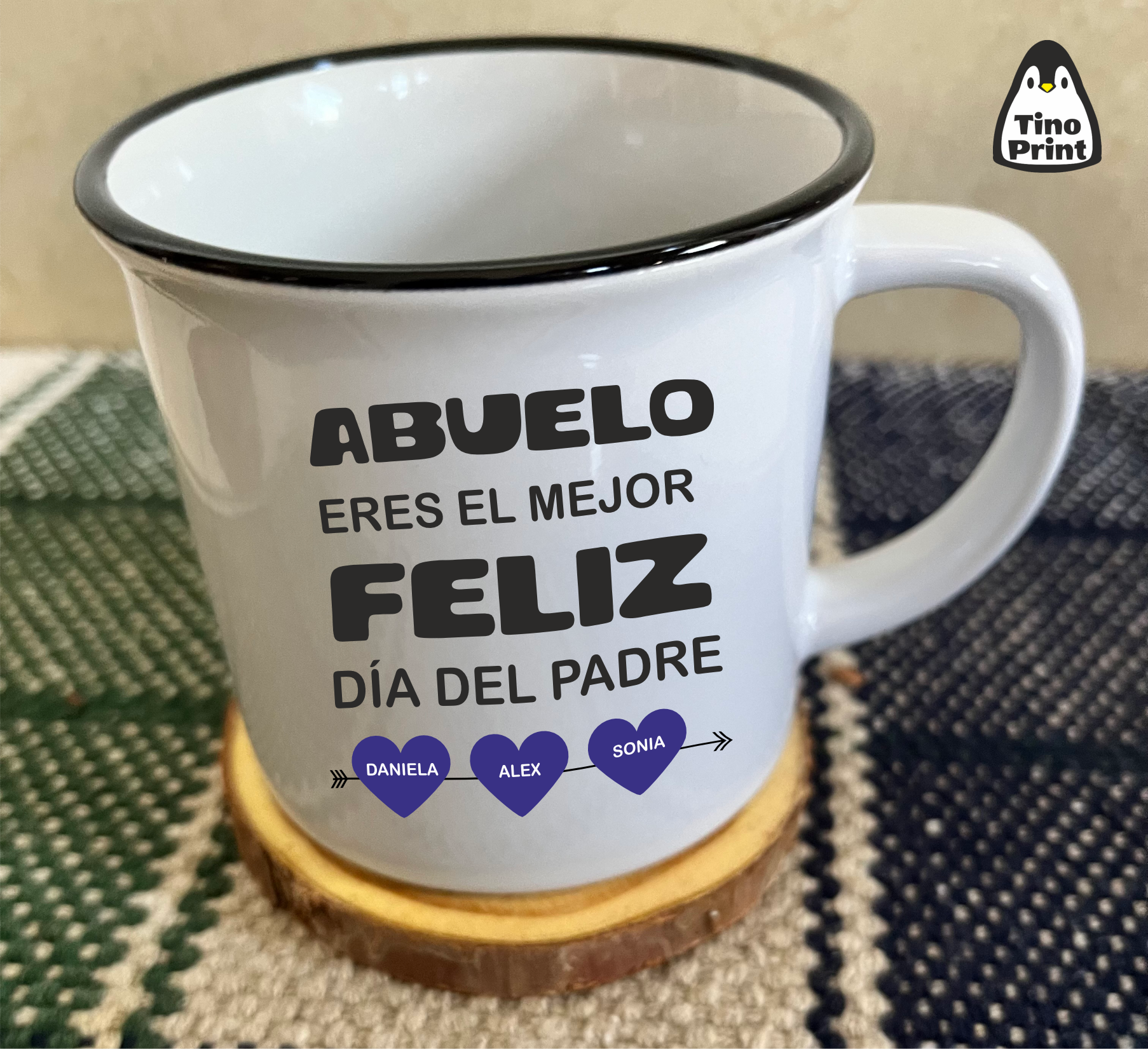 Taza de cerámica estilo vintage con mensaje para el abuelo en el día del padre