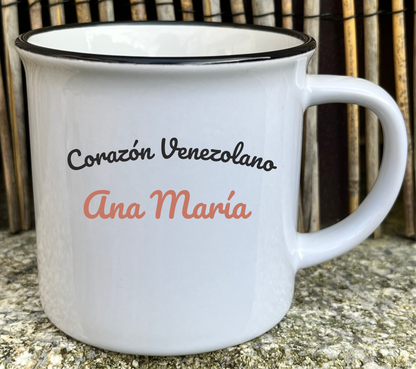 taza de cerámica vintage corazón venezolano