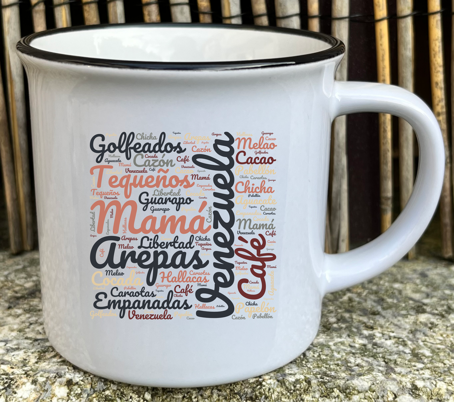 Taza de cermamica vintage con frases de venezuela
