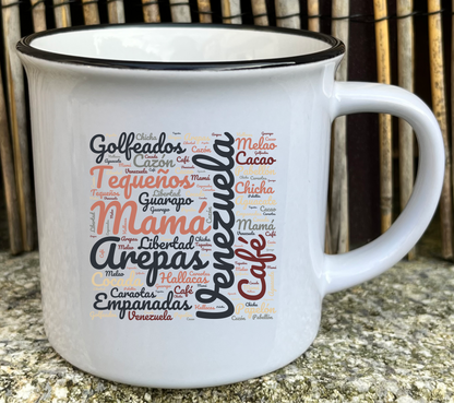 Taza de cermamica vintage con frases de venezuela