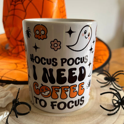 Taza para halloween hocus pocus i need coffee to focus