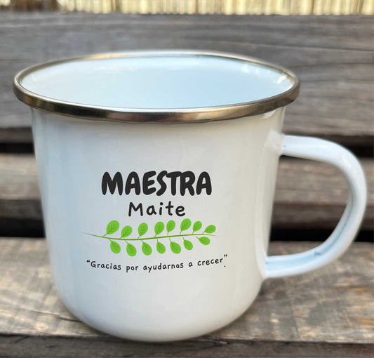 taza metalica vintage personalizada diseño único