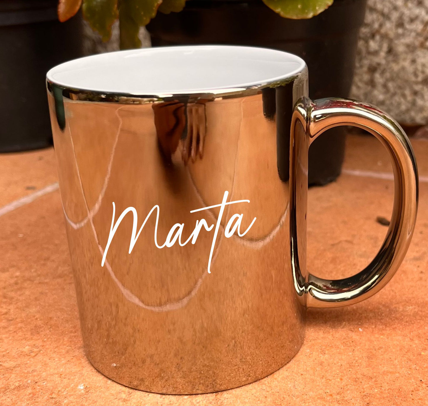 taza metalizada brillante personalizada 300 ml