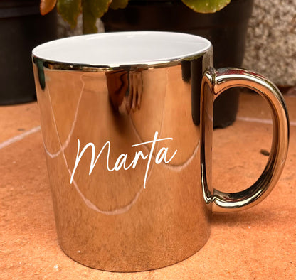 taza metalizada brillante personalizada 300 ml