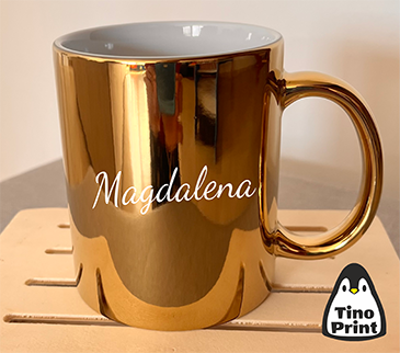taza metalizada color plata personalizada para café o té