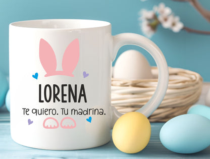 Taza de pascua con mensaje de la madrina