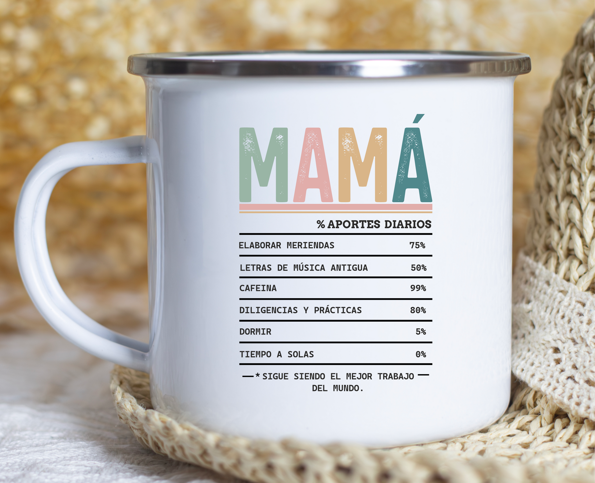 Taza metálica retro personalizada para mamá