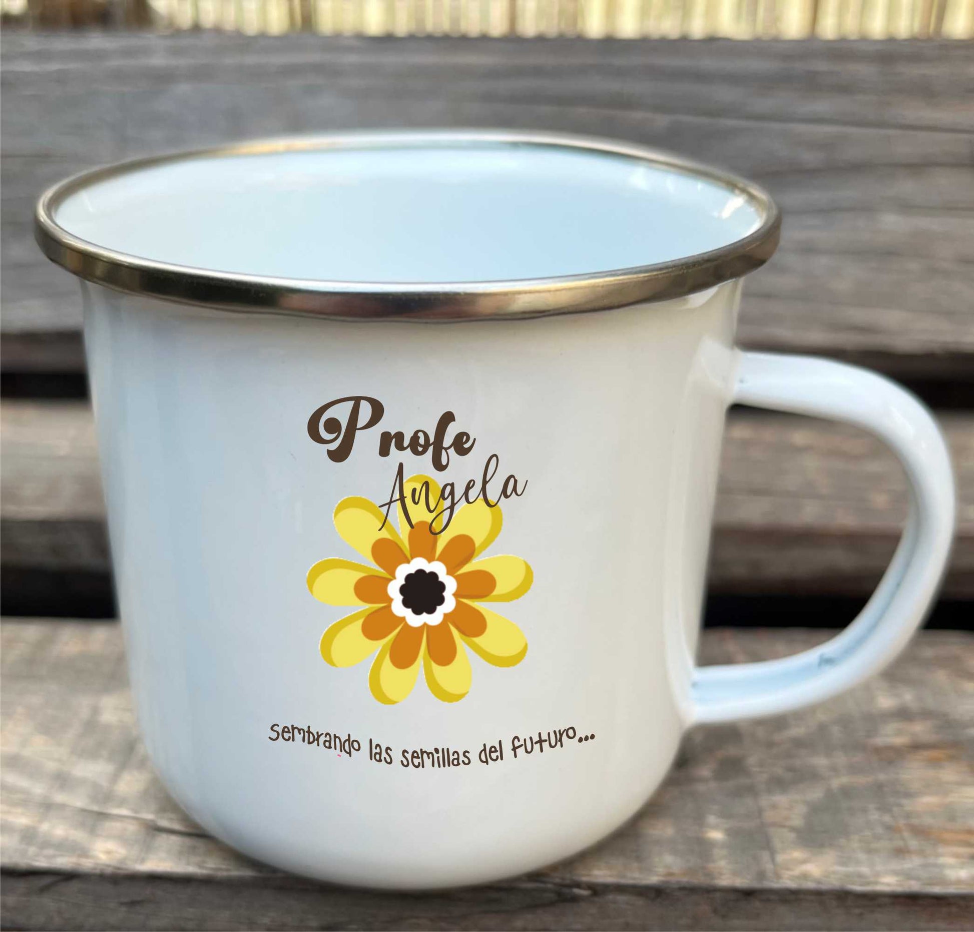taza metálica retro personalizada 350 ml para regalo