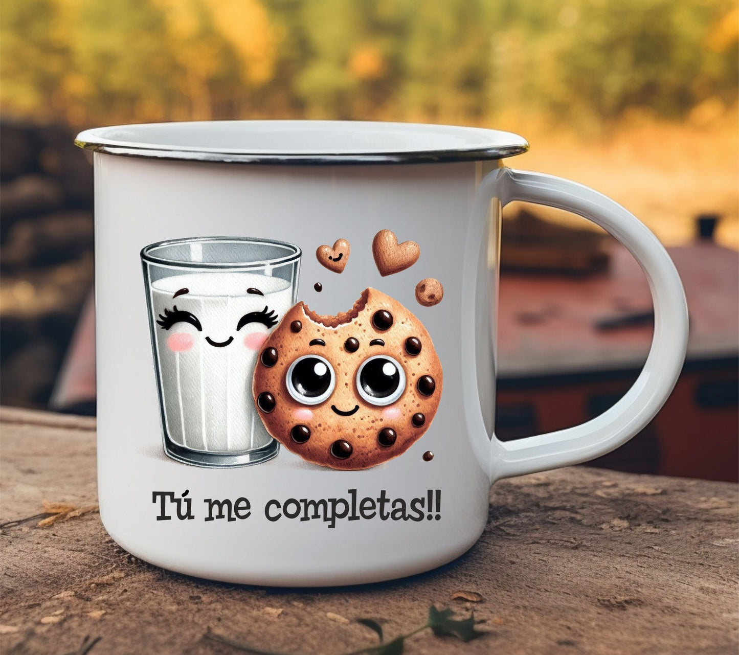 taza metálica vintage personalizada diseño único