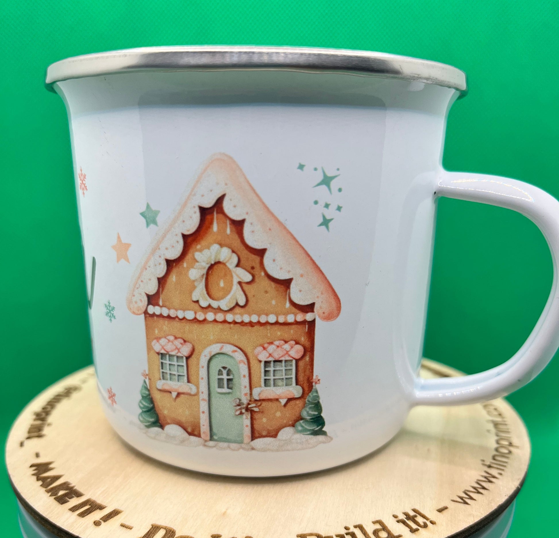 taza metálica esmaltada estilo retro personalizada diseño navidad