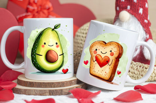 Taza para san valentin aguacate tostada tinoprint