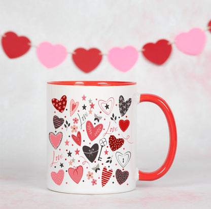 Taza de corazones para san valentin