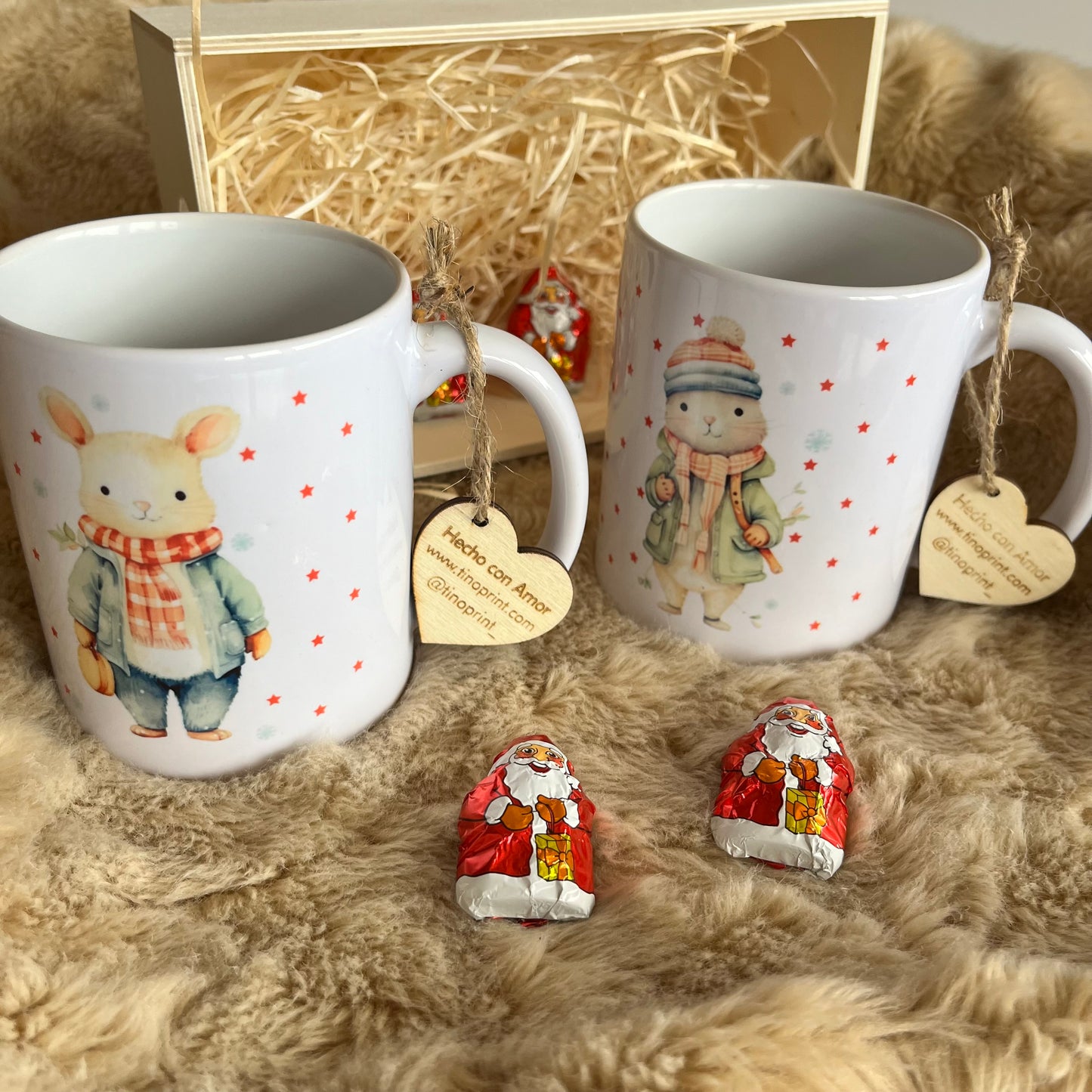 Pareja de tazas de ceramica navidad