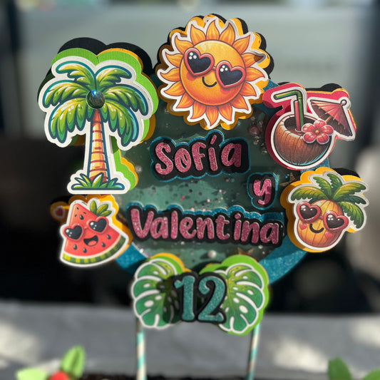 Topper artesanal con tres capas de cartulina y efecto tridimensional