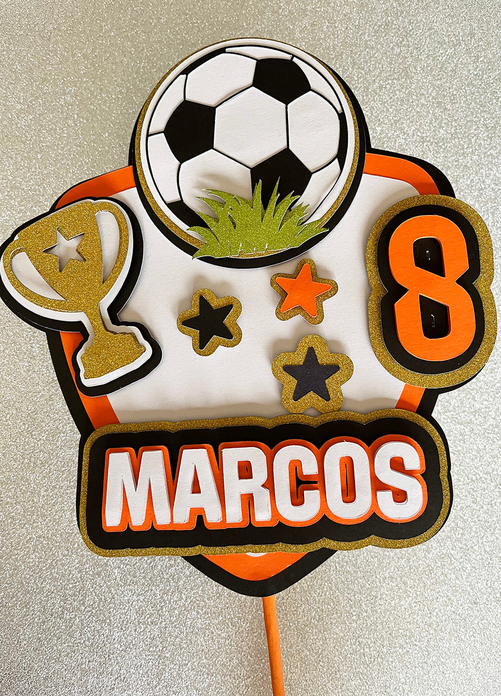 Topper para tartas tematica futbol con tres capas de cartulina