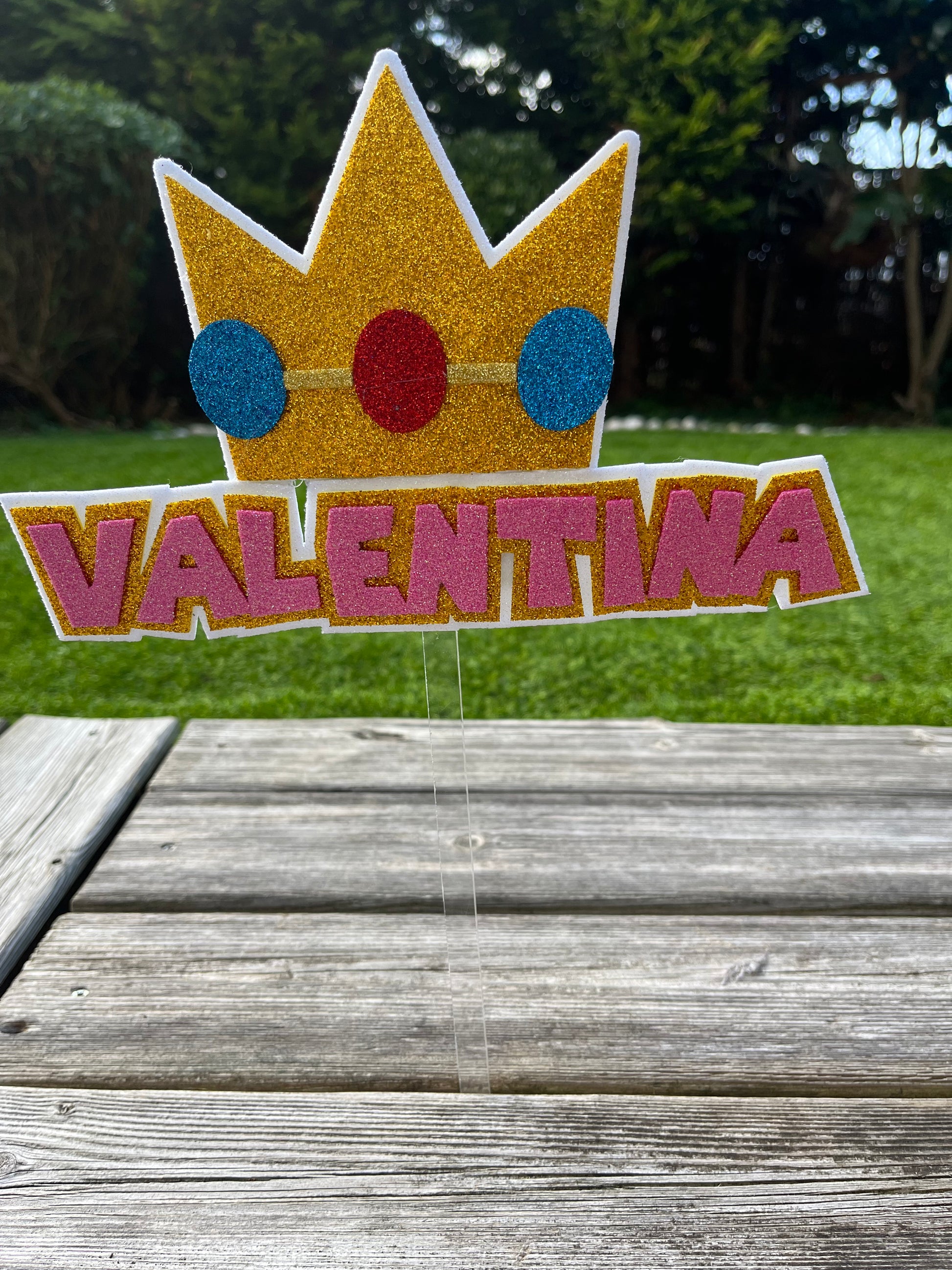 Topper para tartas con diseño de corono princesa Peach